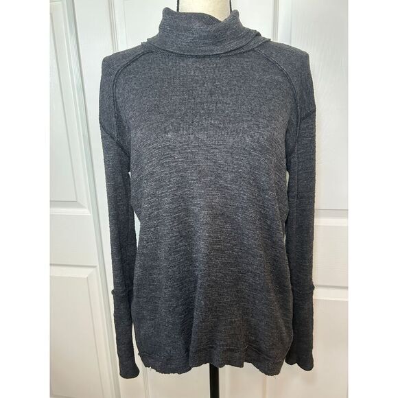 We The Free People Split Back Cowl Turtleneck Top Charcoal Womens Small PS - Picture 3 of 7